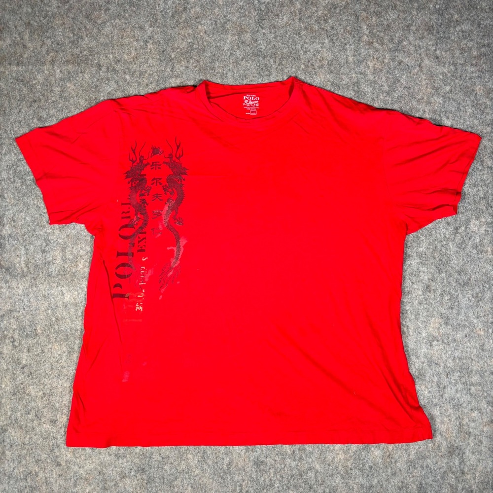 Polo Ralph Lauren T-Shirt Mens XL Red Dragon Graphic Calligraphy Tee MARKS READ